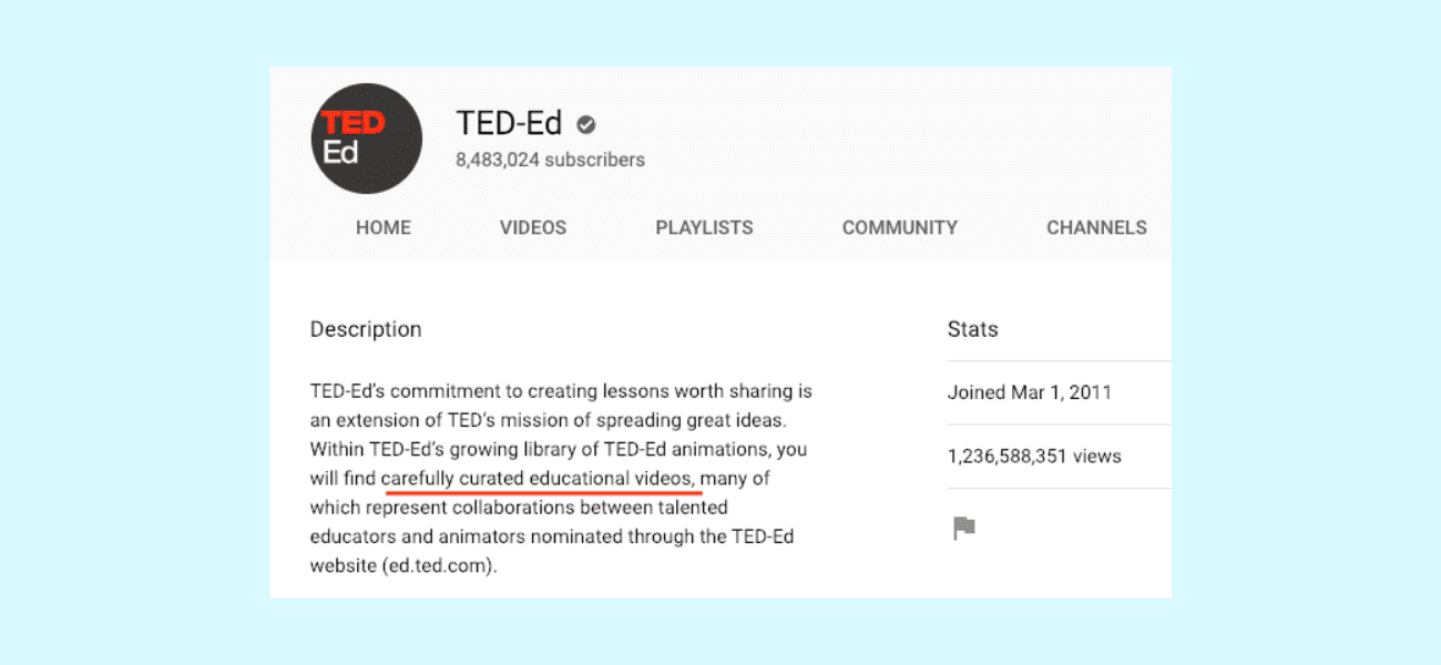 TedEd YouTube channel description