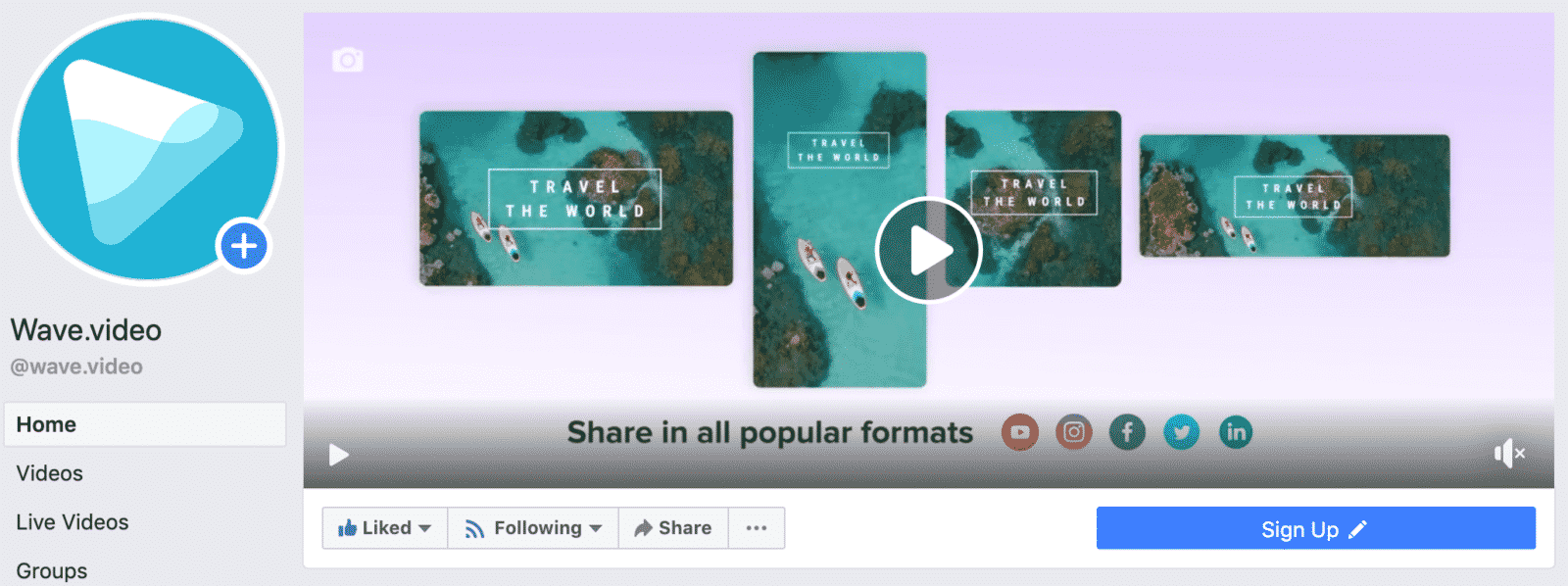 Facebook cover video Wave.video