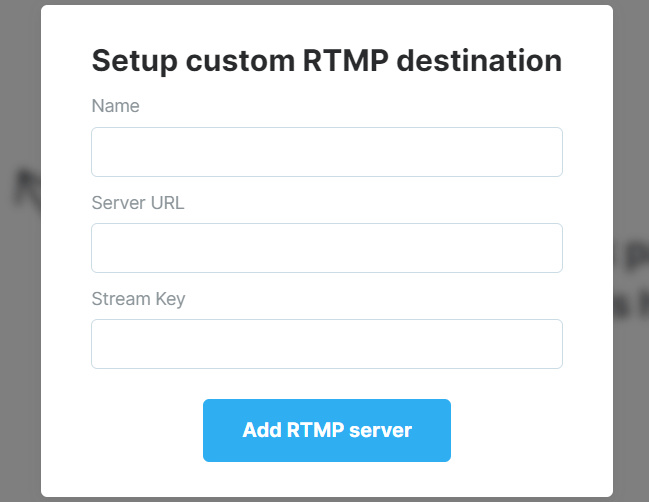 RTMP name, key, url