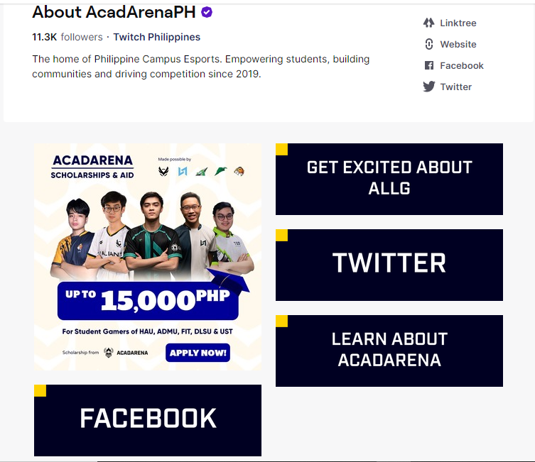 AcadArenaPH Twitch banners screenshot