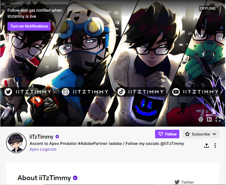 iiTzTimmy Twitch offline banner screenshot